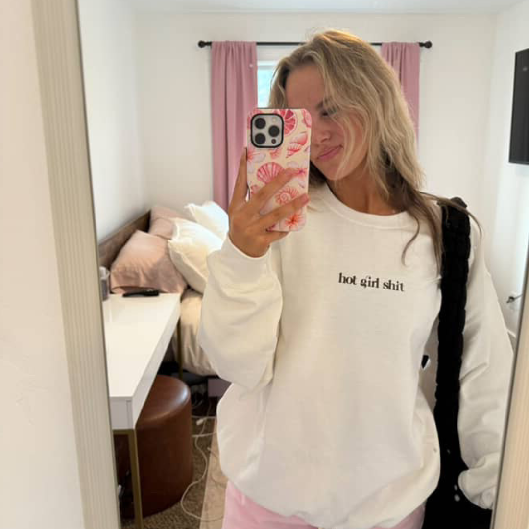 Hot Girls Take Care of Their Skin Crewneck White