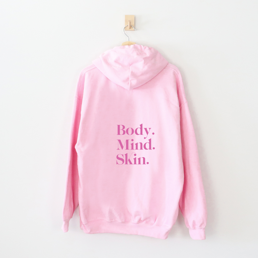 Perfect Skin Does Not Exist Affirmation Hoodie Pink