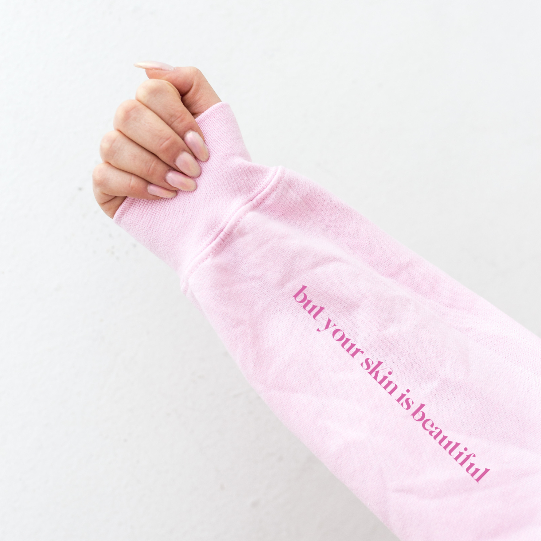 Perfect Skin Does Not Exist Affirmation Hoodie Pink