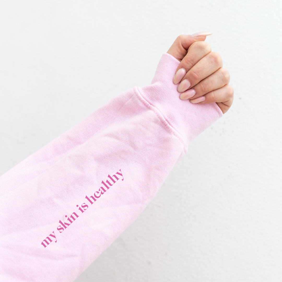 My Skin is Healthy Affirmation Hoodie Pink