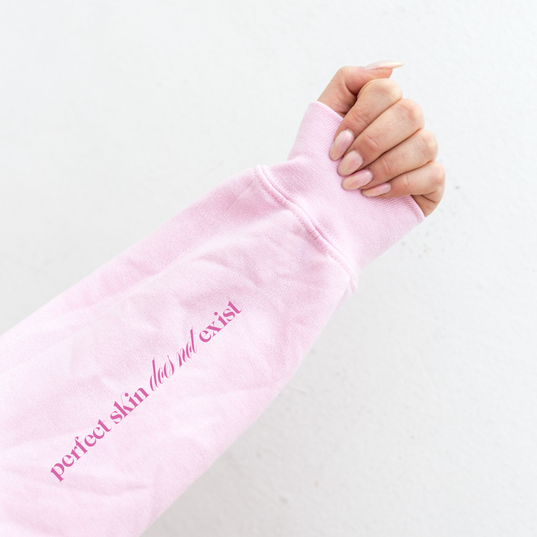 Perfect Skin Does Not Exist Affirmation Hoodie Pink