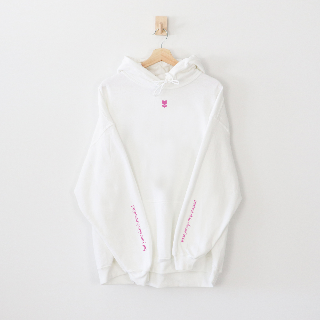 Perfect Skin Does Not Exist Affirmation Hoodie White