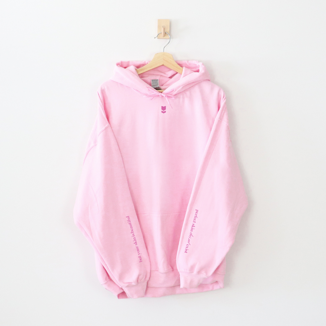 Perfect Skin Does Not Exist Affirmation Hoodie Pink