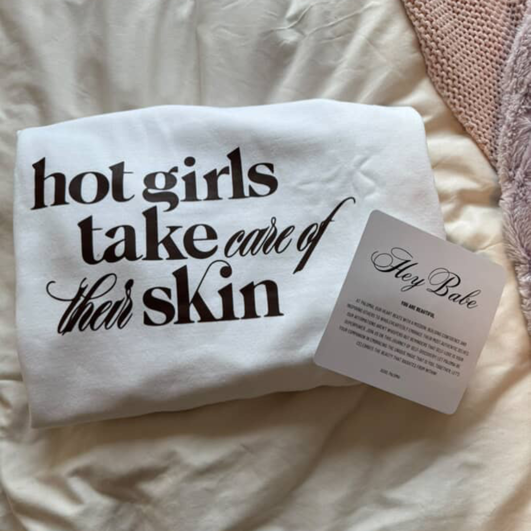 Hot Girls Take Care of Their Skin Crewneck White