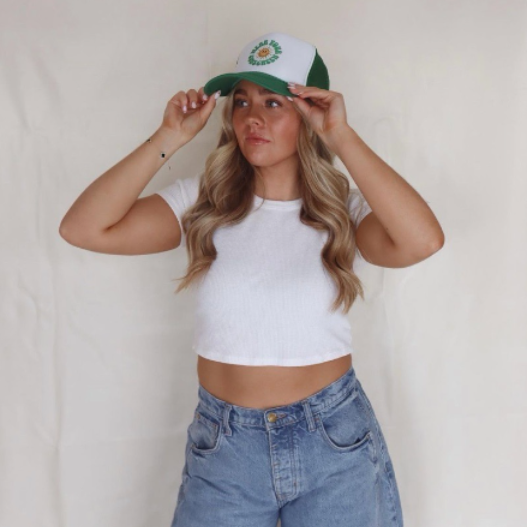 Wear Your Sunscreen Trucker Hat GREEN